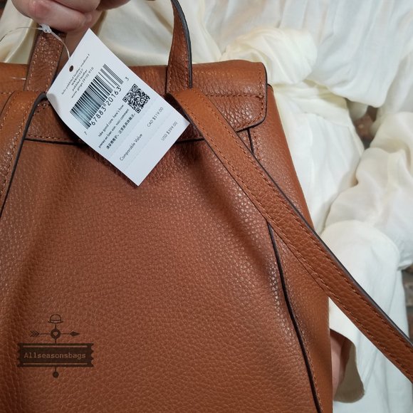 AUTHENTIC Kate Spade Leila Gingerbread Pebble Leather Medium Flap Backpack - Picture 4 of 6